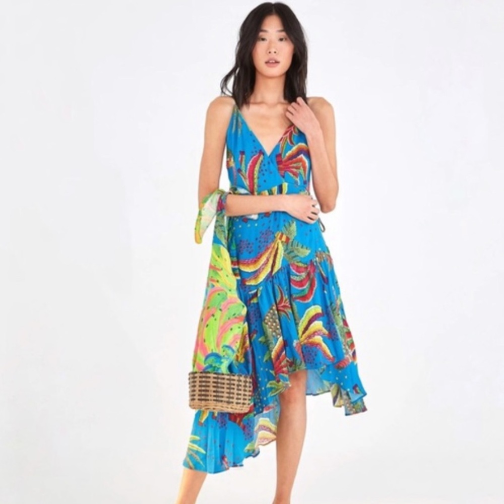 FARM Rio Blue Banana Wrap Dress